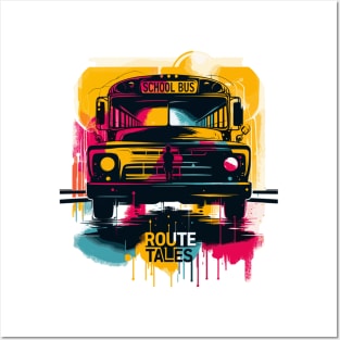 Silhouette Of A School Bus, Route Tales Posters and Art